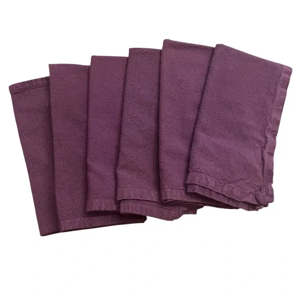 💜💜6 Placemats & 6 Dinner Napkins Set Brownstone Gallery Ribbed Stripe Purple Tan - Picture 4 of 6